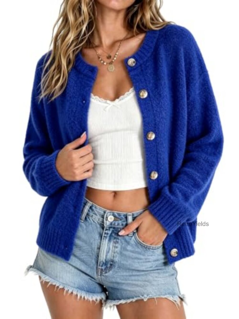 Fuzzy Knit Open Front Cardigan Loose Fit Fall Winter Sweater
